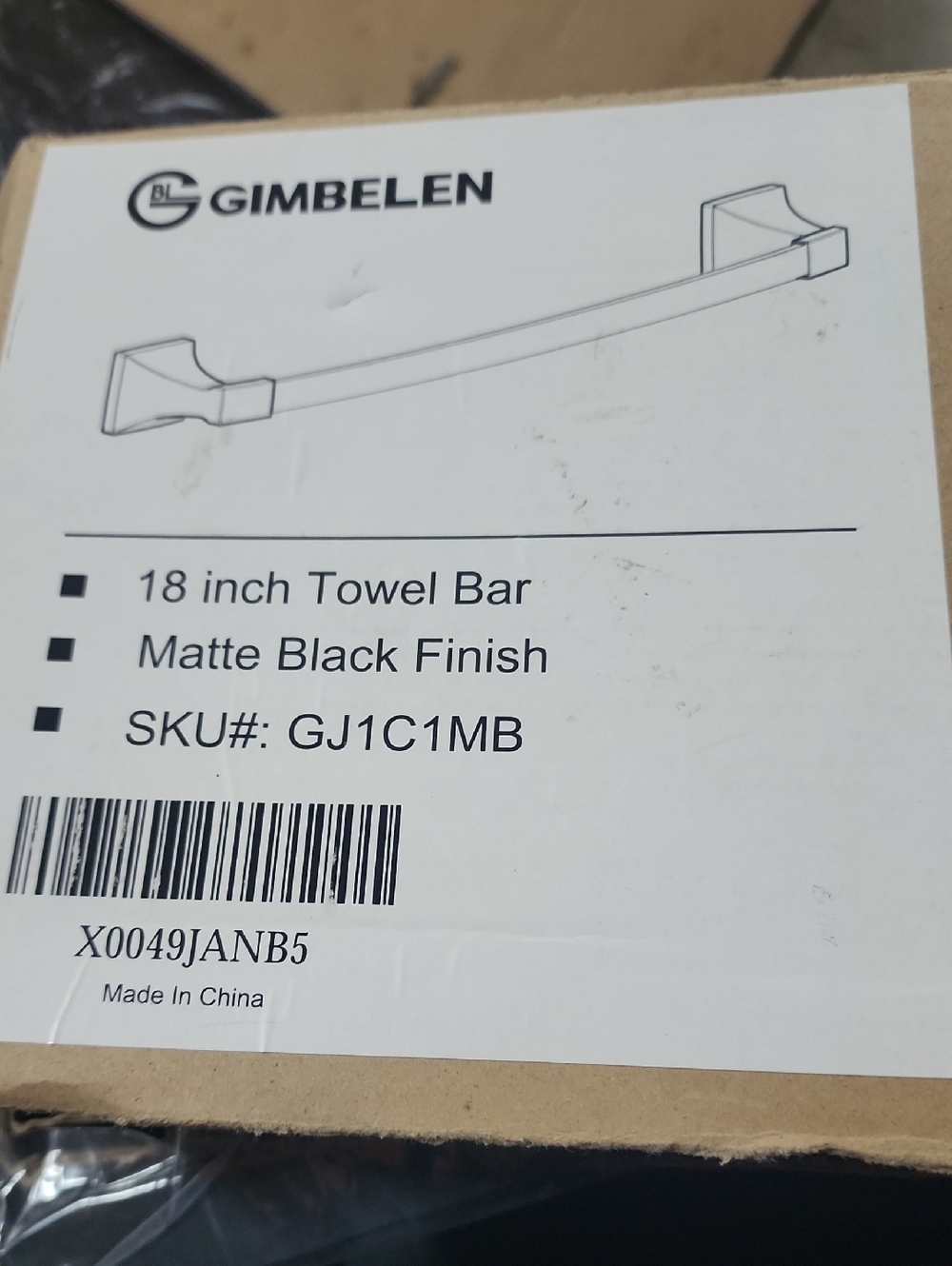 Gimbelen 18" Matte Black Towel Bar
